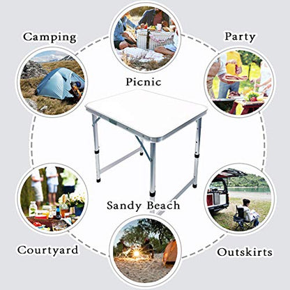 Camp Field Aluminum Folding Small Picnic Table, Adjustable Height Lightweight Portable Camping Table for Picnic Beach Outdoor Indoor (Medium) - WoodArtSupply