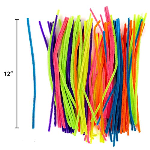 Horizon Group USA 200 Neon Fuzzy Sticks, Value Pack of Pipe Cleaners in 6 Colors, 12 Inches, Chenille Stems, Bendy Sticks, Great for DIY Arts & Horizon Group USA