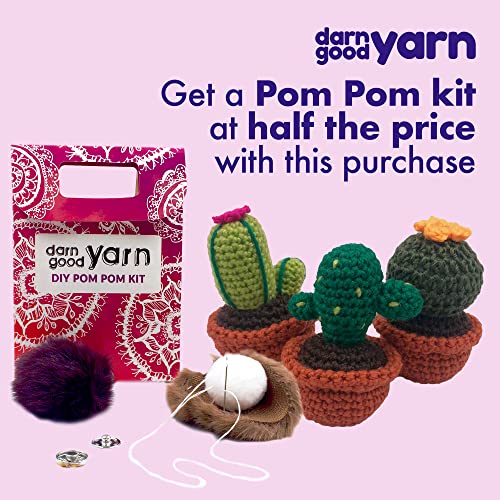 Darn Good Yarn - Crochet kit for Beginners to Intermediate | Cactus DIY Crochet Amigurumi - Crochet Kit Include Pattern, Yarn, Crochet Hook, Stuffing - WoodArtSupply