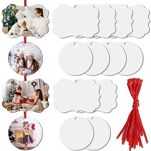 OOTSR 16Pcs Sublimation Ornament Blanks for Christmas, Double-Sided Sublimation Blanks Pendants for Heat Press Printing, Personalized DIY Crafts for OOTSR