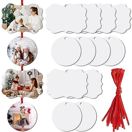 OOTSR 16Pcs Sublimation Ornament Blanks for Christmas, Double-Sided Sublimation Blanks Pendants for Heat Press Printing, Personalized DIY Crafts for OOTSR