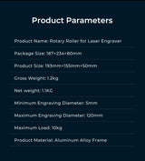 Creality Official Laser Rotary Roller, 360° Laser Engraver Y-axis Rotary Module for Engraving Cylindrical Objects, 7 Adjustment Diameters 5mm to Creality