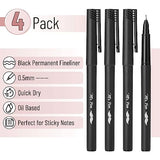 Mr. Pen- Black Fineliner Pens, 4 Pack, 0.5mm Fine Point Pens,Marker Pen for Transparent Sticky Notes, Fine Tip Markers, Fine Line Markers, Drawing Mr. Pen