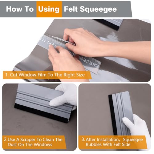 KESPEN Window Felt Squeegee, Vinyl Scraper for Window Privacy Film and Car Glass, Tint Squeegee Installation Tool Protection Scratches Film Soothing, KESPEN WINDOW FILMS