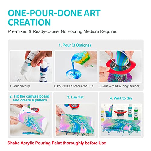 Acrylic Pouring Paint (60ml/2oz Bottles) 42 Colors, High Flow Acrylic Paint Set, No Mixing Needed, Assorted Colors with 4 White Paint, Fluid Pour