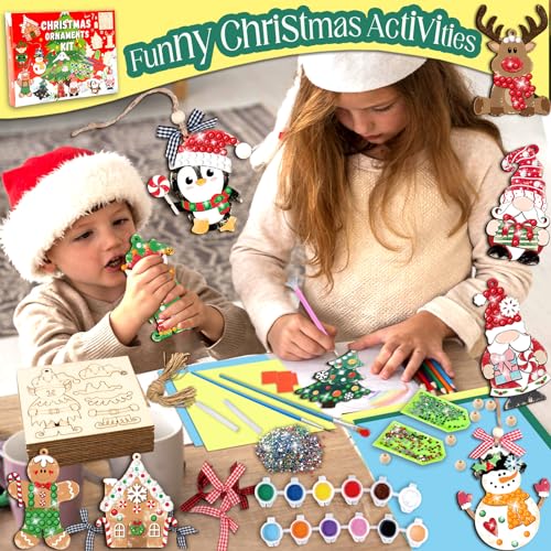 GuassLee DIY Christmas Ornaments Crafts for Kids - Unfinished Wooden Crafts Christmas Hanging Blank Ornaments for Kids Crafting Painting Tree GuassLee