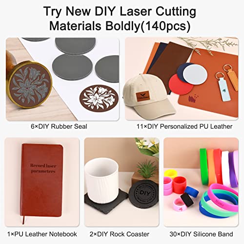 Csyidio 300 PCS Laser Engraving Material, 40 Kinds of Laser Engraver Accessories with Instructions, Laser Engraving Supplies Including Acrylic, Csyidio