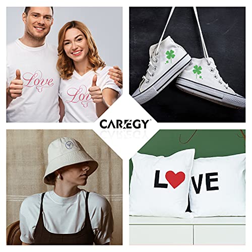 CAREGY Heat Transfer Vinyl for T-Shirts 12in.x10in. 15 Sheets-Iron On Vinyl HTV Bundle CAREGY
