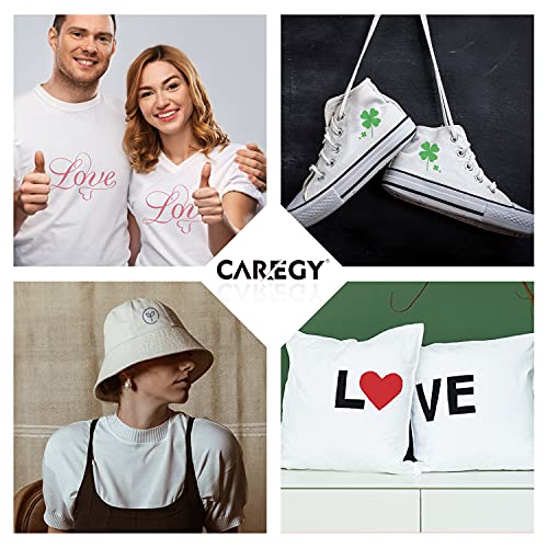 CAREGY Heat Transfer Vinyl for T-shirts 12in.x10in. 15 Sheets-Iron on Vinyl HTV Bundle