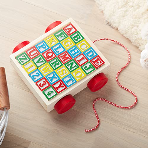 Melissa & Doug Classic ABC Wooden Block Cart Educational Toy With 30 1-Inch Solid ABC Wood Blocks For Toddlers Ages 2+ - WoodArtSupply