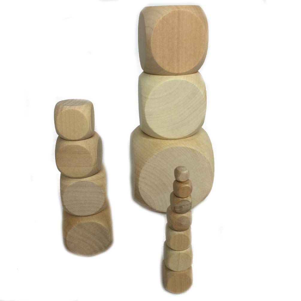 MAGICLULU Wooden Letters Square Wood Dice 50pcs Wooden Blank Six- Sided Dice Unfinished Wooden Blank Dice Wooden Cubes Wooden Square Blocks for DIY MAGICLULU