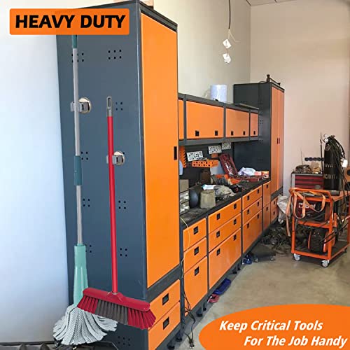 MUTUACTOR Heavy Duty Magnetic Hooks,Strong Magnetic Mop Broom Holder Wall Mount,No Drilling Movable Broom Clip Mop Rack for Garage Kitchen Laundry MUTUACTOR