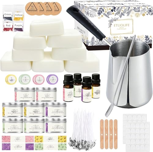 Complete Candle Making Kit for Adults Kids,Candle Making Supplies Include Soy Wax for Candle Making,Fragrance Oils Candle Wicks Dyes Jars Melting