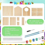 Liliful 4 Pack Birdhouse Kit DIY Wooden Bird House with Paint and Paintbrushes Arts and Crafts Painting Kits for Boys Girls Adults Build Paint Fun Liliful