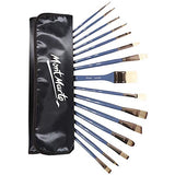 Mont Marte Premium Paint Brush Set 15 Piece, Includes 15 Different Brushes in a Roll Case with Magnetic Closure, Suitable for Watercolour, Acrylic MONT MARTE