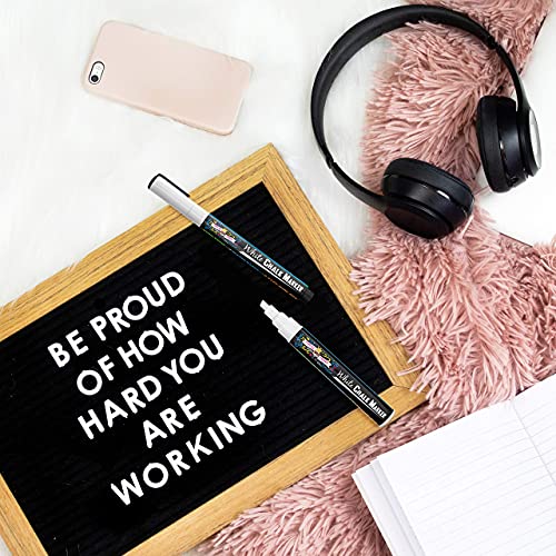 CHALKY CROWN 5pc White Chalk Markers - Non-Toxic Liquid Chalkboard Markers, White Liquid Chalk Marker for Windows, Glass - 1, 3, 6, 10, 15mm Tips CHALKY CROWN