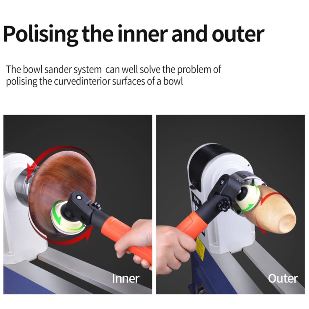 Woodworking Passive Rotary Sander - Sanding Tools Hand Held Bowl Sander with Rotatable Spindle Head 2 Inch 3 Inch Pads NAGU