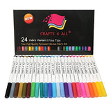 Fabric Pens for Clothes - Pack of 24 No Fade Markers - Machine Washable Shoe Markers for Fabric Decorating - Erase Stains Easily Crafts 4 All