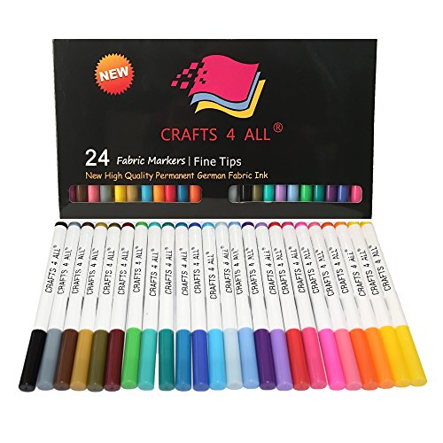 Fabric Pens for Clothes - Pack of 24 No Fade Markers - Machine Washable Shoe Markers for Fabric Decorating - Erase Stains Easily - WoodArtSupply