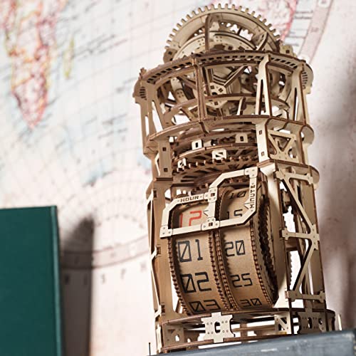 UGEARS Tourbillon Table Clock Kit - Sky Watcher 3D Wooden Puzzles Mechanical Clock Kit Idea DeskWood Clock Kits to Build - 3D Puzzles Model Kits for UGEARS
