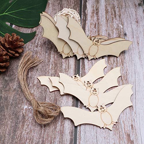 Holibanna Unfinished Wood Craft Pieces Halloween Bat Animal Hollow Cutouts Wooden Chips DIY Arts 20Pcs Holibanna