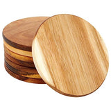 8 Pack Acacia Wood Coasters for Coffee Table - Wooden Coasters for Drinks, Dining Table, Bar (4 In) Juvale