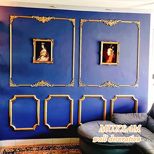 MUXSAM Long Wood Carved Appliques Onlays, 2-Pack Unpainted Decorative Corner Carving Decals Set for Wall Door Cabinet Mirror Closet Wardrobe Dresser MUXSAM