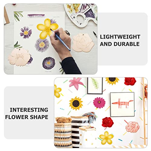 Sewroro 1 Set Painting Flower Wood Piece Unfinished Wood Slices Craft Flowers Flower Embellishments Flowers for Crafts Natural Wood Slices Wooden Sewroro