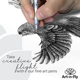 Art-n-Fly Ultra Fine Tip 003 Black Inking Pens 3 Pack with Waterproof Archival Ink Pen Fineliner - No Bleed Fine Point Pens for Bullet Journaling, Art-n-Fly