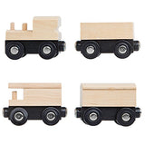 Orbrium 4 Assorted Unpainted Train Cars for Wooden Railway Compatible with Thomas, Chuggington, Brio, Great for Birthday Party Train Theme Orbrium