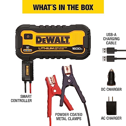 DeWalt DXAELJ16 1600 Peak Amp Jump Starter Battery Booster with USB Power Station - WoodArtSupply