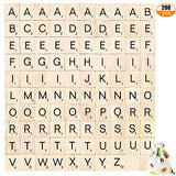 PINOWU 200pcs Wooden Letter Tiles for Scrabble Crossword Game Wood Scrabble Letters Replacement for DIY Craft Gift Decoration Scrapbooking and Making PINOWU