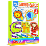 KRAFUN Beginner Preschool Lacing Card Kit for Kids Arts & Crafts, 5 Easy Safari and Animal Lacing Projects, Lacing Cards for Toddlers, Fine Motor KRAFUN
