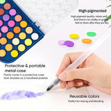 GETHPEN Filbert Paint Brushes Set Watercolor Paint 48 Colors GETHPEN