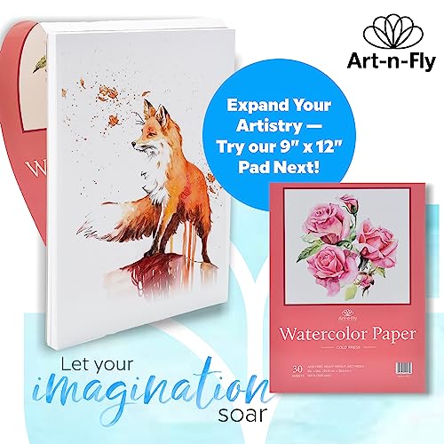 Art-n-Fly 5.5 x 8.5 in Watercolor Sketchpad Mini Book - 2 Pack x 35 Sheets Each- Spiral Bound and Microperforated - 300gsm / 140lb 8.5x5.5' Art-n-Fly
