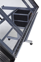 OneSpace Craft Station with Blue Glass Drafting, Silver OneSpace