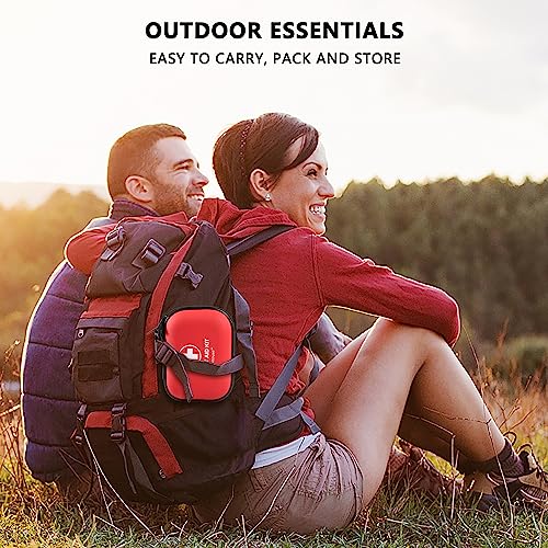 Mini First Aid Kit - 120 Piece Small Waterproof Hard Shell Medical Kit for Car, Home, Office, Travel, Camping, Sports, Outdoor, School - Emergency Atickyaid