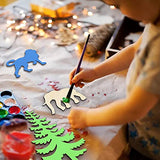 Set of 15 Wood Cutouts,Forest Animals Wood Cutouts for Crafts,Wooden Crafts to Paint,Unfinished Wooden Animal Cutout,Bear Deer Pine Trees Elephant Zhuper