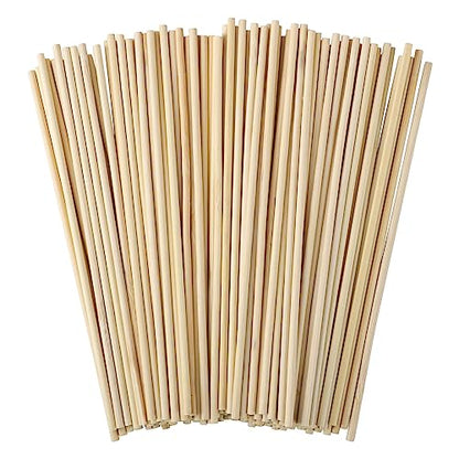 150 Pcs Dowel Rods, 1/8 x 12 Inch Wooden Dowels Craft Wood Sticks Unfinished Natural Bamboo Dowling Rods for Crafts and DIYers