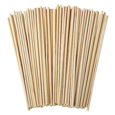 150 Pcs Dowel Rods, 1/8 x 12 Inch Wooden Dowels Craft Wood Sticks Unfinished Natural Bamboo Dowling Rods for Crafts and DIYers WSICSE