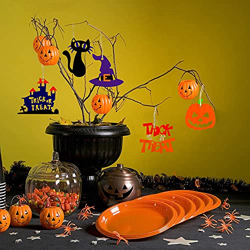 STEFORD 60PCS Halloween Wooden Slices Unfinished Blank Wooden Ornaments DIY Craft Wood Cutouts Hanging Decor with 6PCS Watercolor Pens and 66 Ft Jute
