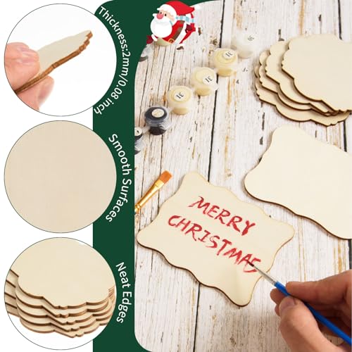60 PCS Unfinished Wood Cutouts for Crafts Blank Irregular Wooden Slices Natural Wood Cutouts Ornaments for DIY Crafts, Coasters, Home Decorations, AWIZOM