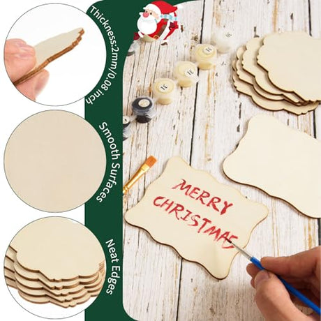 60 PCS Unfinished Wood Cutouts for Crafts Blank Irregular Wooden Slices Natural Wood Cutouts Ornaments for DIY Crafts, Coasters, Home Decorations, AWIZOM