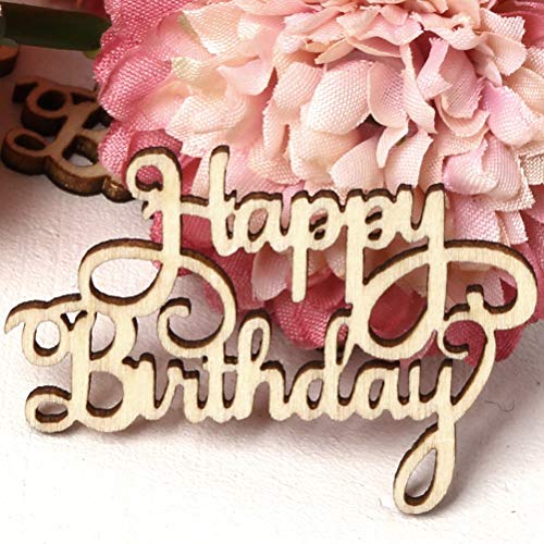 Amosfun Happy Birthday Wood Cutout Words Wooden Confetti Wood Slices for Birthday Party Table Decorations 15pcs Amosfun