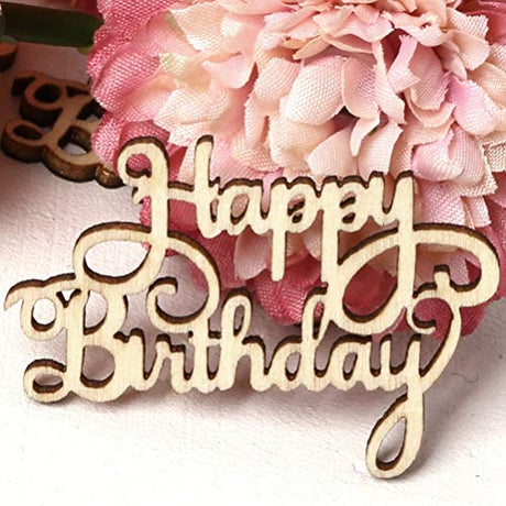 Amosfun Happy Birthday Wood Cutout Words Wooden Confetti Wood Slices for Birthday Party Table Decorations 15pcs Amosfun