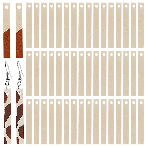 PH PandaHall 100pcs Wood Charms Rectangle Wooden Earring Blanks 40mm Long Unfinished Wood Tags Statement Earrings Charms for Earrings Necklace