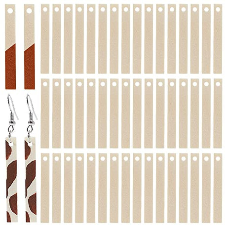 PH PandaHall 100pcs Wood Charms Rectangle Wooden Earring Blanks 40mm Long Unfinished Wood Tags Statement Earrings Charms for Earrings Necklace PH PandaHall