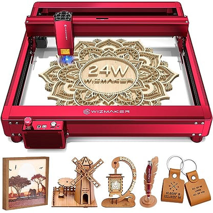 WIZMAKER L1 Laser Engraver, 24W Output Power Laser Cutter, High Accuracy Laser Engraving Machine, 120W Lazer Cutting Machine, Laser Engraver for Wood - WoodArtSupply