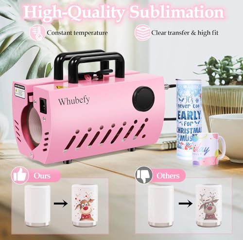 Whubefy Tumbler Heat Press Machine 20 and 30 oz, Pink Mug Tumbler Press Sublimation Machine for 20-30oz Blank Skinny Straight Tumblers, Cap Press for - WoodArtSupply