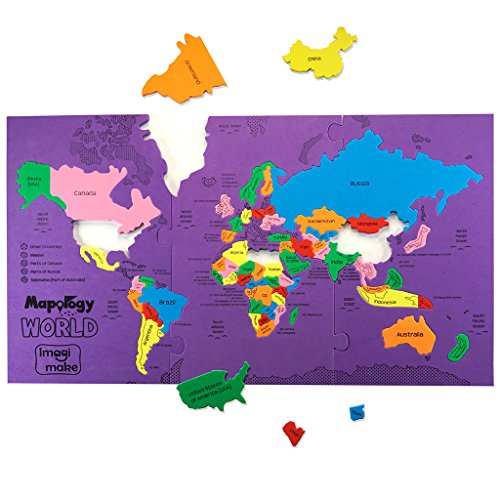 Imagimake Mapology World Map Puzzle | Educational Toys for Kids 5-7 | Puzzles for Kids Ages 4-8 | Map of The World | 6 Year Old Boy Gifts & Girl - WoodArtSupply